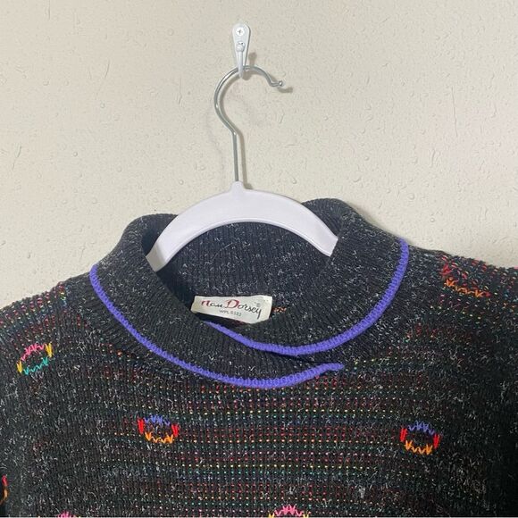 Vintage 80's Nan Dorsey Women's Ribbed Knit High Neck Collar Sweater - Picture 12 of 13